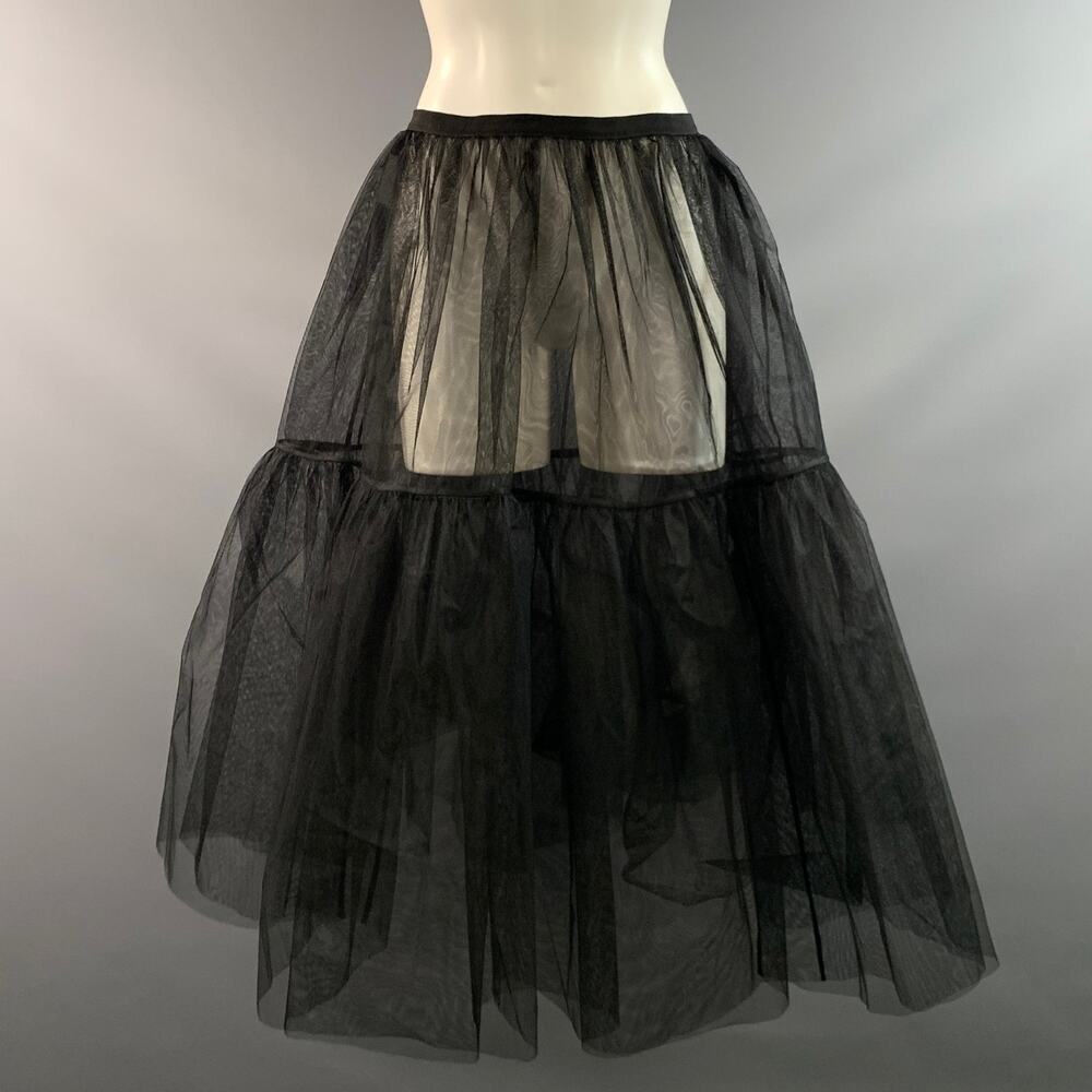 ELIE SAAB Size 40 Black Polyester Long Skirt
